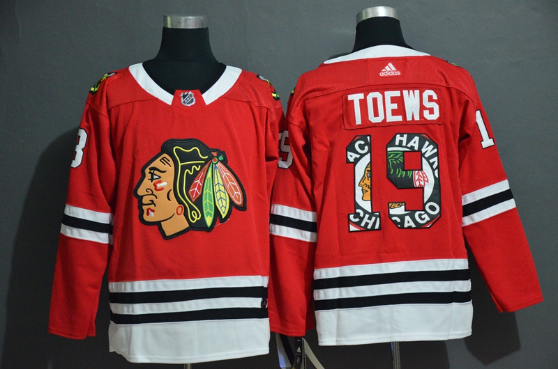 Adidias Chicago Blackhawks #19 Jonathan Toews red Men print NHL Jersey->chicago blackhawks->NHL Jersey